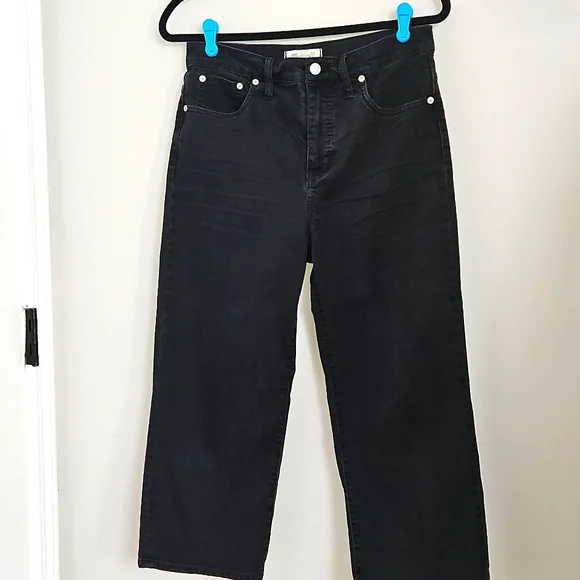 MADEWELL Slim Wide Leg Crop Women's Black Jeans 29 - Picture 3 of 11